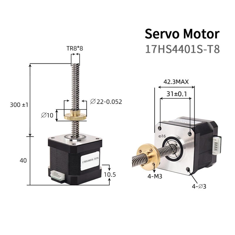 محرك خطوي Nema17 17HS4401S قضيب لولبي T8 200MM خطوة 8 مم لآلة الطحن - Image 3