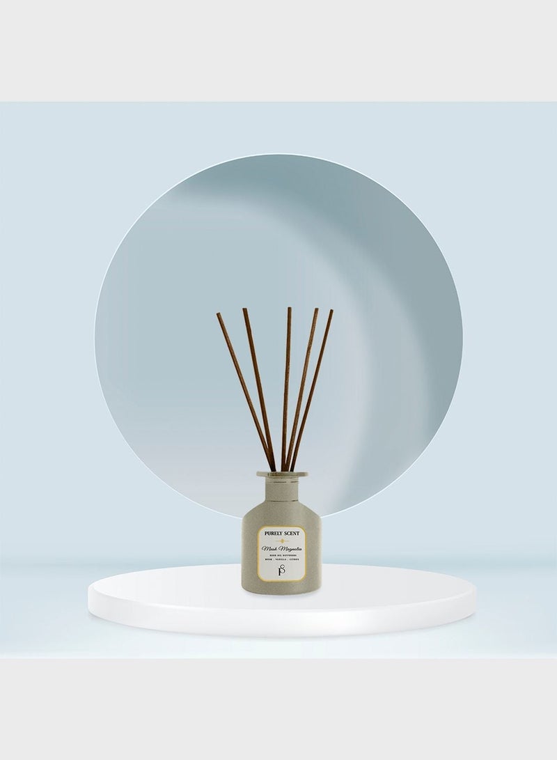 Purely Scent Musk Magnolia Large Reed Diffuser – 200ML Floral Scented Oil Diffuser | Soft Magnolia & Warm Musk Aroma - Image 3