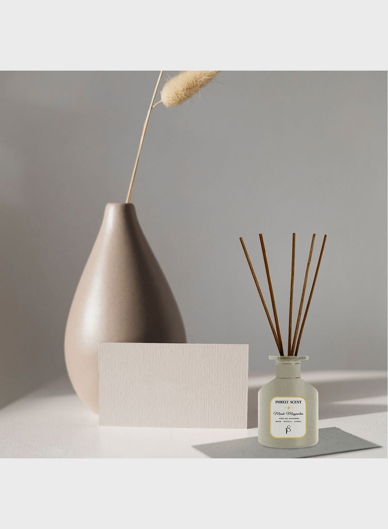 Purely Scent Musk Magnolia Large Reed Diffuser – 200ML Floral Scented Oil Diffuser | Soft Magnolia & Warm Musk Aroma - Image 2