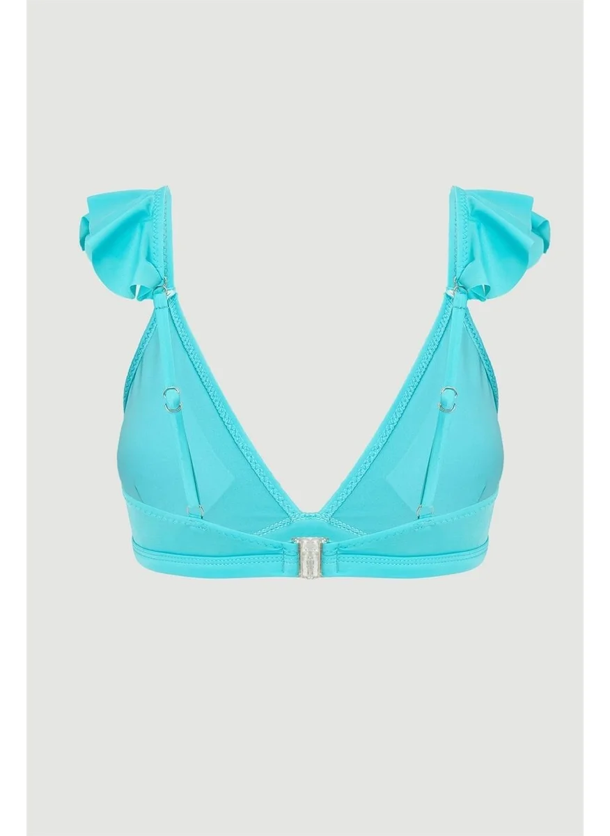 Pieces Of Melon Light Blue Ruffle Bikini Top