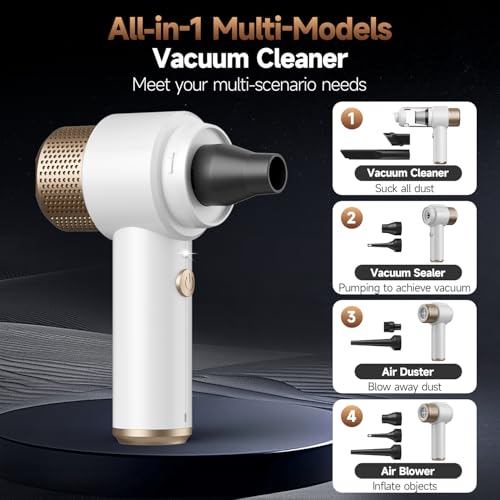 Vizeusvac Car Vacuum Cleaner, 16000PA Mini Car Vacuum Cordless Powerful, 7 in 1 Portable Handheld Vacuum Cordless with LED Light, Dual Filters, One-Touch Empty for Pet Hair, Home, Office - Image 4
