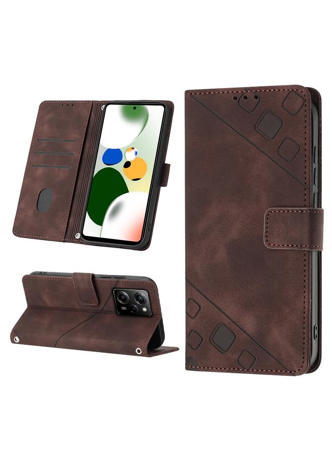 The Bros Case For Xiaomi Poco X5 Pro 5G/Redmi Note 12 Pro Speed Skin-feel Embossed Leather Phone Case