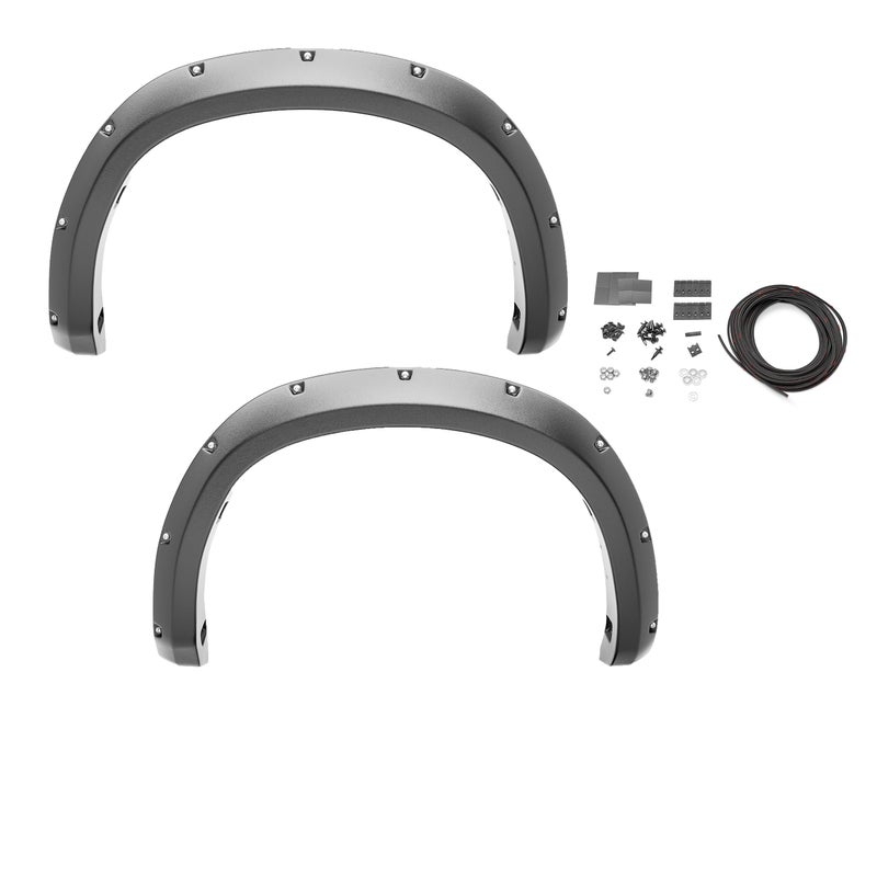 Bushwacker 3004002 Black PocketRivet Style Smooth Finish Rear Fender Flares for 20142021 Toyota Tundra