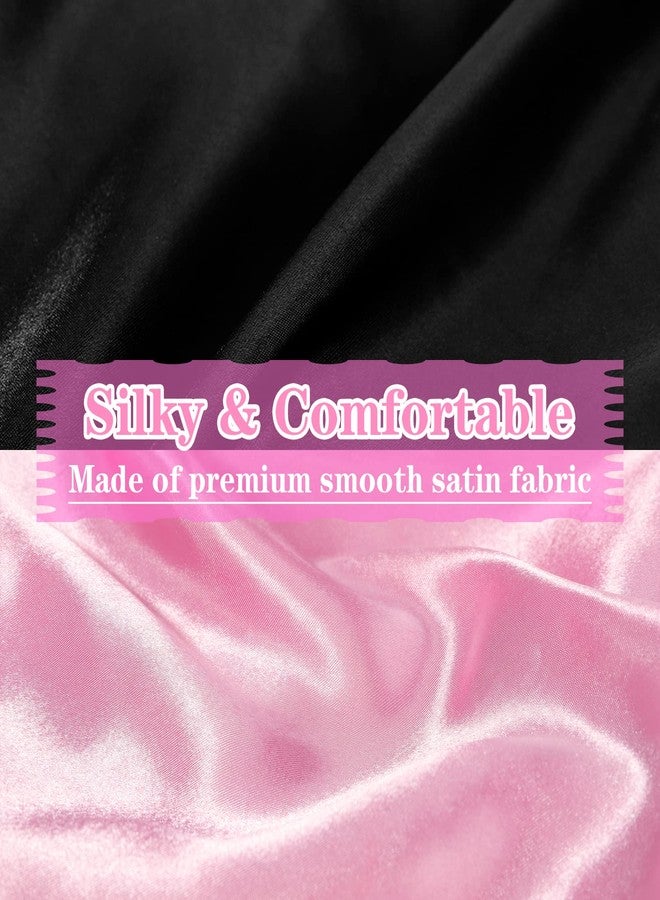 JEFHOMKIT Jumbo Bonnet,Reversible Double Layer Satin Bonnet for Black Women,Adjustable Extra Large Sleeping Satin Lined Bonnet,Silk Bonnet Night Cap with Wide Tie Band for Braids Long Curly Hair(Black Pink) - Image 4
