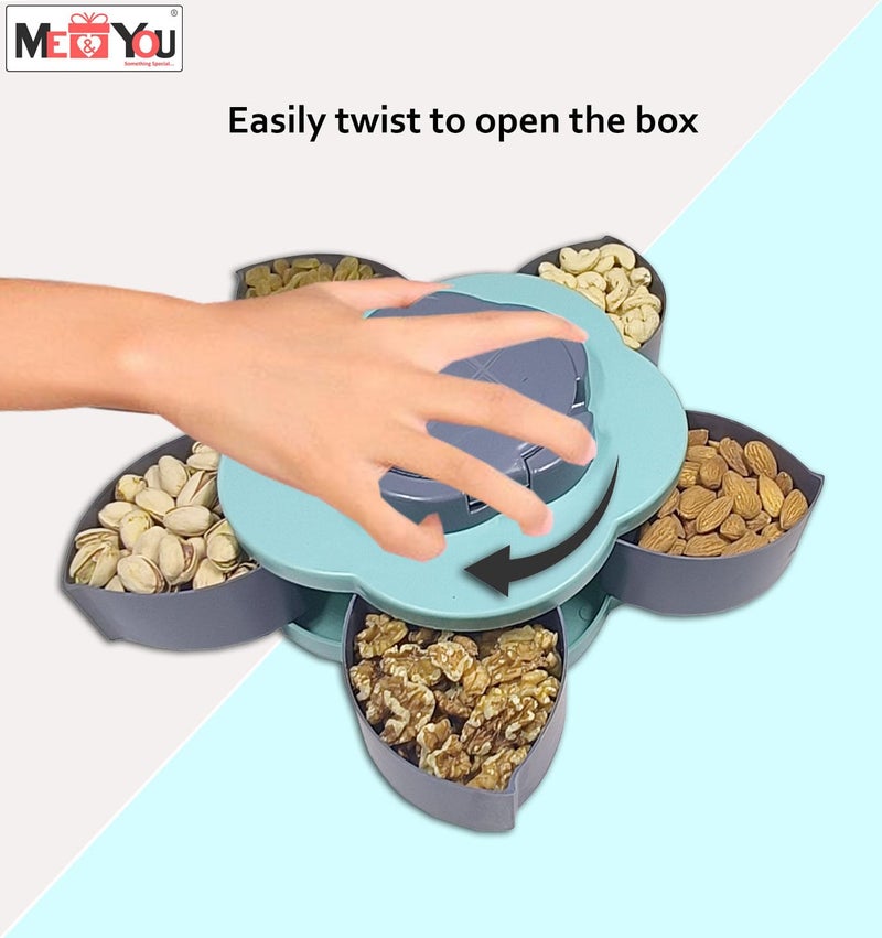 ME  YOU ME & YOU Dry Fruit/Dried Fruit/Snacks Storage Box | Food Grade Plastic Multipurpose Box with lid| Storage Box for Kitchen/Dinning Table (Dry Fruits Compartments Storage Box) - Image 4