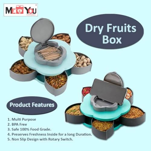 ME  YOU ME & YOU Dry Fruit/Dried Fruit/Snacks Storage Box | Food Grade Plastic Multipurpose Box with lid| Storage Box for Kitchen/Dinning Table (Dry Fruits Compartments Storage Box) - Image 2