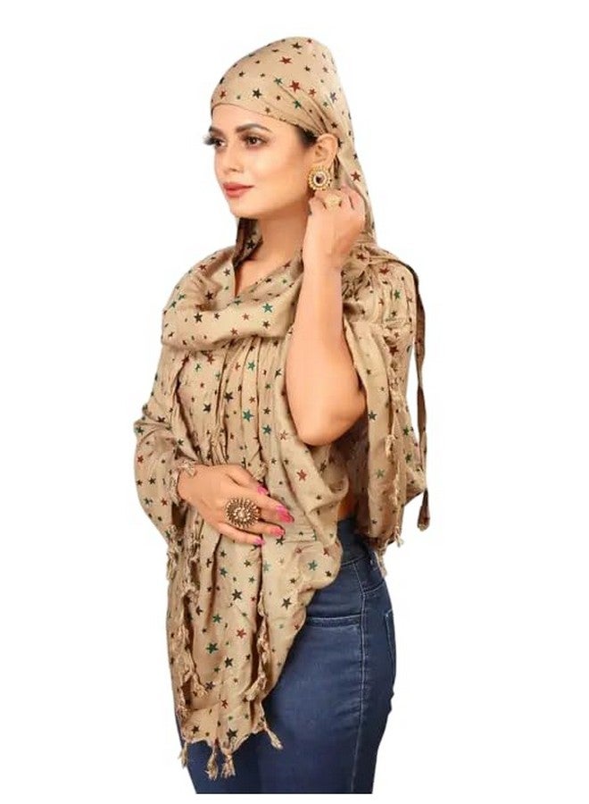 Cotton Breathable Sun Protection Scarf Dupatta Usable for vehicle Driver | White Printed Design | Universal Size | For Girl & Women | Light Weight (CREEM 1) - Image 2