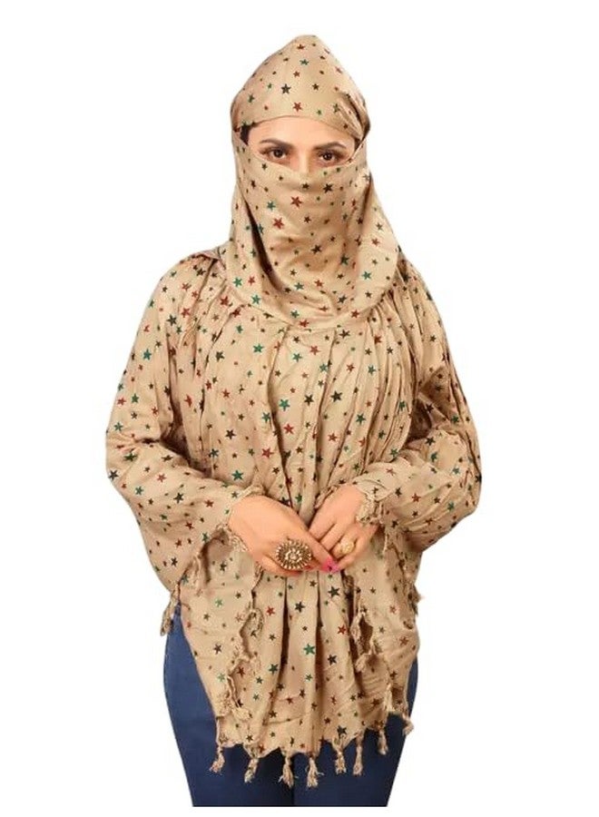 Cotton Breathable Sun Protection Scarf Dupatta Usable for vehicle Driver | White Printed Design | Universal Size | For Girl & Women | Light Weight (CREEM 1) - Image 1
