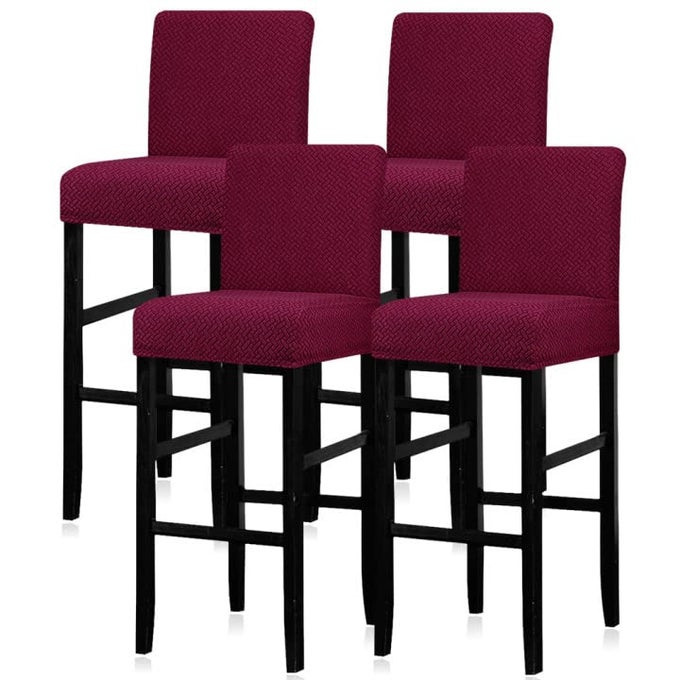 REUSABLE PUB COUNTER STOOL CHAIR COVERS SLIPCOVER STRETCH REMOVABLE WASHABLE DINING ROOM CHAIR COVERS SET OF 4 2786WINE