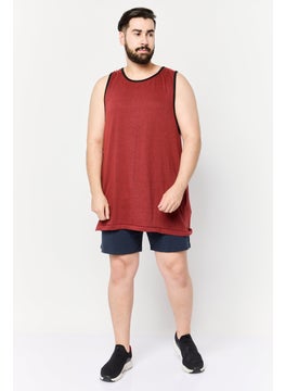Burnside Men Scoop Neck Sleeveless Solid Vest, Heather Red  - Image 2
