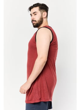 Burnside Men Scoop Neck Sleeveless Solid Vest, Heather Red  - Image 3