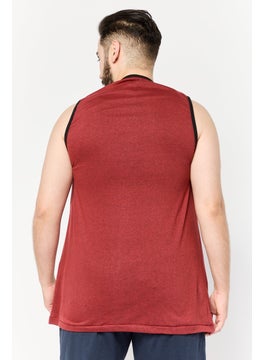 Burnside Men Scoop Neck Sleeveless Solid Vest, Heather Red  - Image 4