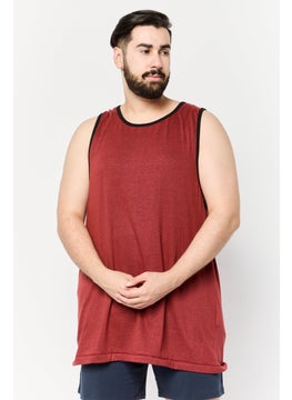 Burnside Men Scoop Neck Sleeveless Solid Vest, Heather Red  - Image 1