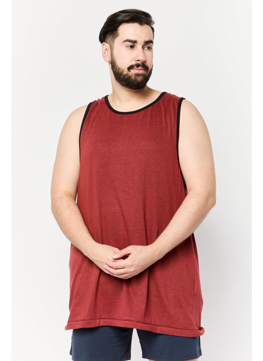 Burnside - Men Scoop Neck Sleeveless Solid Vest, Heather Red - Image 1