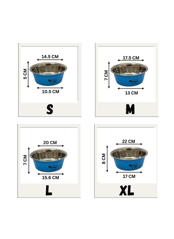 Pawise - Dog Bowls Cat Dishes Pet Bowl Anti Slip Stainless Steel Cat Food Bowls Unbreakable,Thickened Cat Feeder Suitable For Indoor Medium Pets Rubber Base Easy Clean (Gery-Medium) - Image 1