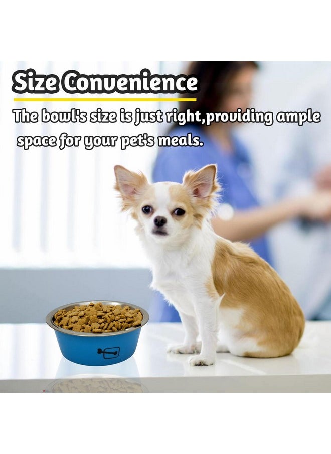 Pawise - Dog Bowls Cat Dishes Pet Bowl Anti Slip Stainless Steel Cat Food Bowls Unbreakable,Thickened Cat Feeder Suitable For Indoor Medium Pets Rubber Base Easy Clean (Gery-Medium) - Image 1