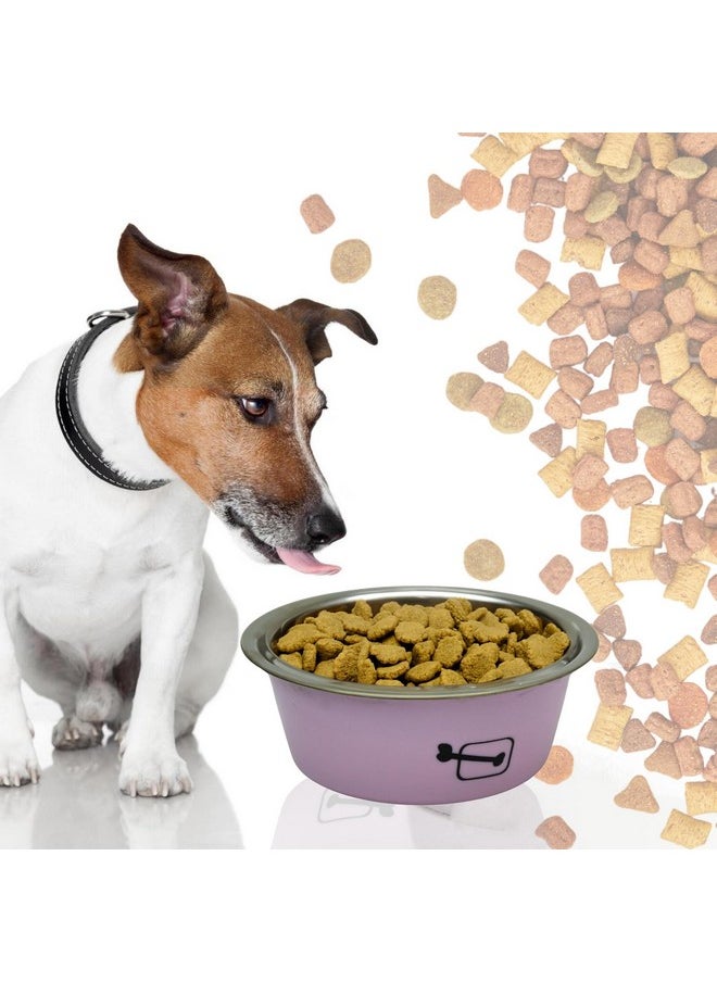 Pawise - Dog Bowls Cat Dishes Pet Bowl Anti Slip Stainless Steel Cat Food Bowls Unbreakable,Thickened Cat Feeder Suitable For Indoor Medium Pets Rubber Base Easy Clean (Gery-Medium) - Image 1
