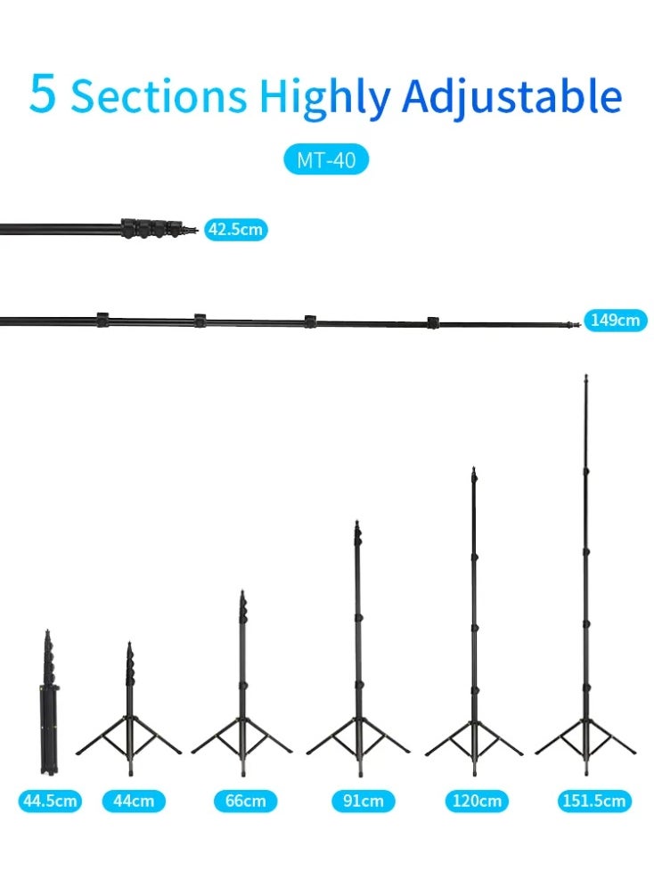 Professional 2 in 1 Tripod MT-40 , Extendable 151cm Mobile Phone and Camera Holder with Selfie Stick, Lightweight and Durable, Aluminum Design with Rotating Head and Quick Lock, Ideal for Video Shooting, Live Streaming, Vlogging, and Content Creation , Compatible with Mobile Phones, Cameras, and GoPro
