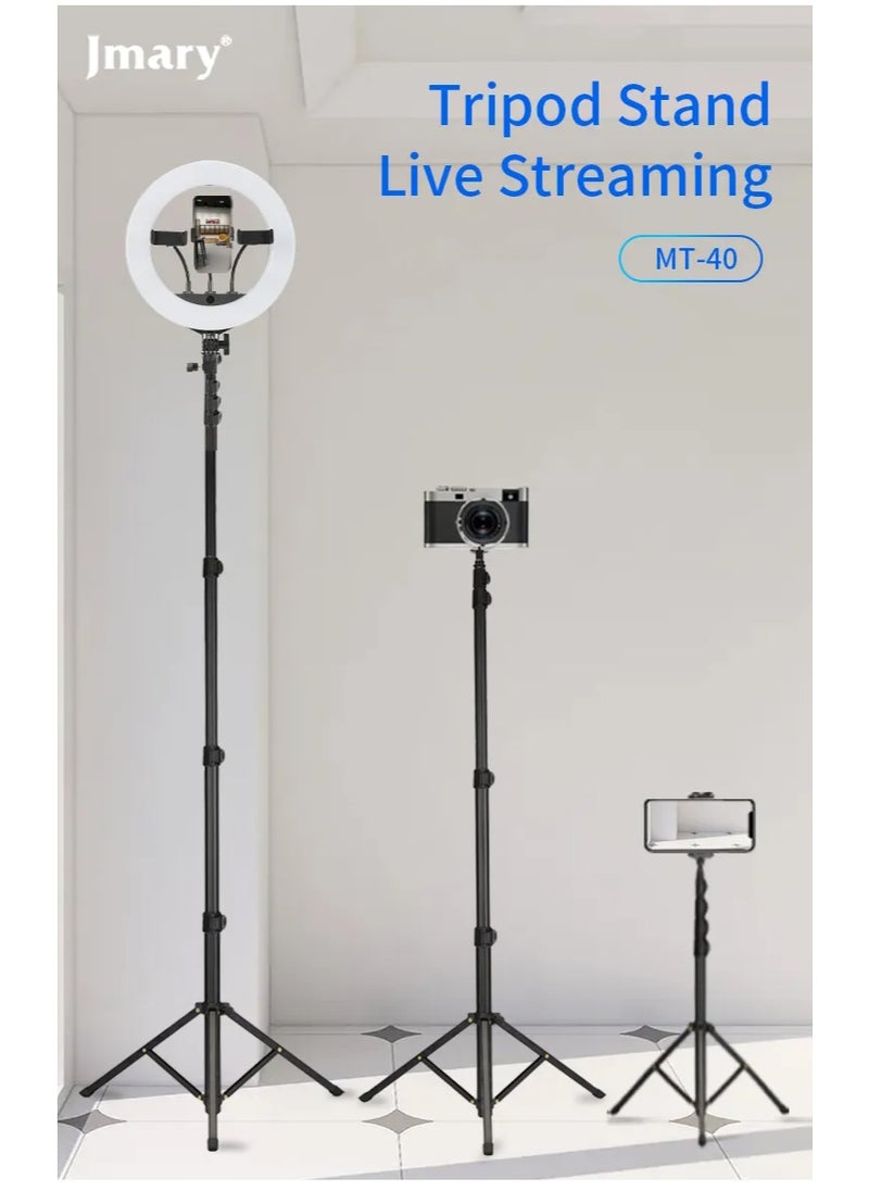 Professional 2 in 1 Tripod MT-40 , Extendable 151cm Mobile Phone and Camera Holder with Selfie Stick, Lightweight and Durable, Aluminum Design with Rotating Head and Quick Lock, Ideal for Video Shooting, Live Streaming, Vlogging, and Content Creation , Compatible with Mobile Phones, Cameras, and GoPro