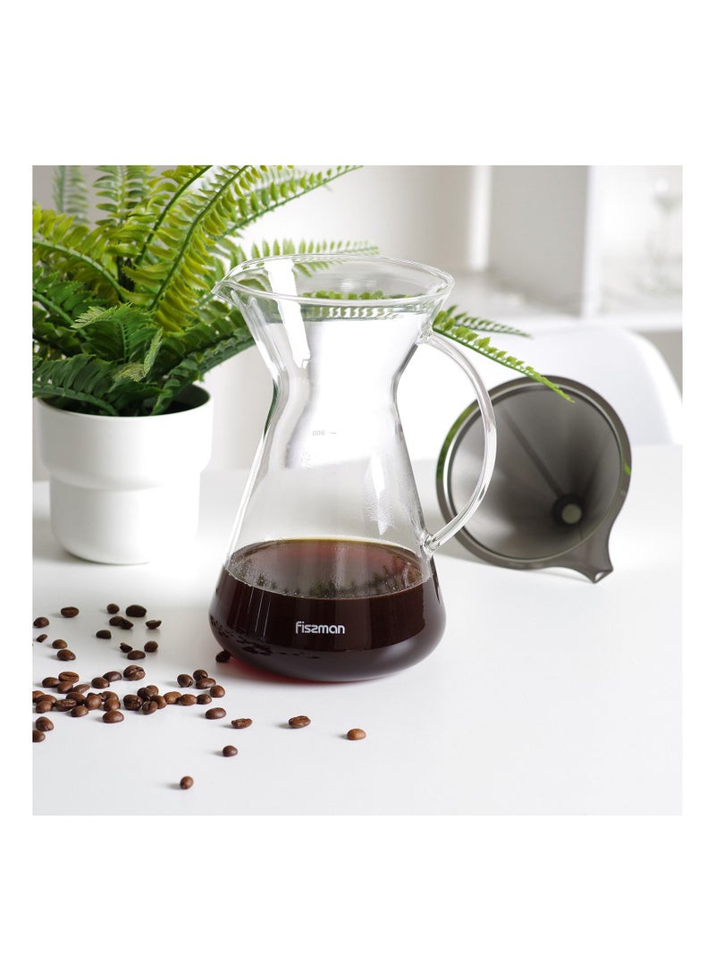 Fissman Coffee Pot Borosilicate Glass Pour Over Series with Stainless Steel Filter, Heat Resistant Glass Tea Pot Infuser, Great For Loose Leaf Tea, Blooming Tea Bags 900ml  - Image 5