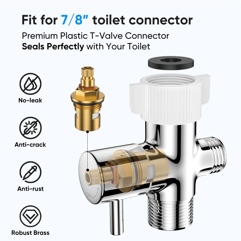 Arofa Chrome Handheld Bidet Sprayer for Toilet - Stainless Steel Cloth Diaper Jet Spray, Adjustable Water Pressure Control With Spray Hoses for Baby/Feminine Wash - Image 5