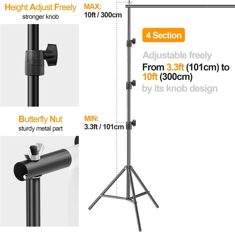EMART Photo Backdrop Stand kit, 10 x 10 ft Back Drop Adjustable Frame for Photography, Photoshoot Banner Background Support Holder for Parties Dectoration - Image 2