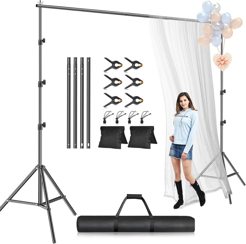 EMART Photo Backdrop Stand kit, 10 x 10 ft Back Drop Adjustable Frame for Photography, Photoshoot Banner Background Support Holder for Parties Dectoration - Image 1