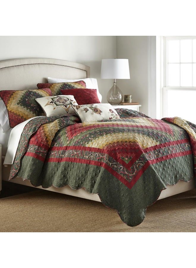 Donna Sharp Full / Queen Bedding Set - 3 Piece - Spice Postage Stamp - Contemporary Quilt Set with Full/Queen Quilt and Two Standard Pillow Shams - Fits Queen Size and Full Size - Machine Washable - Image 3
