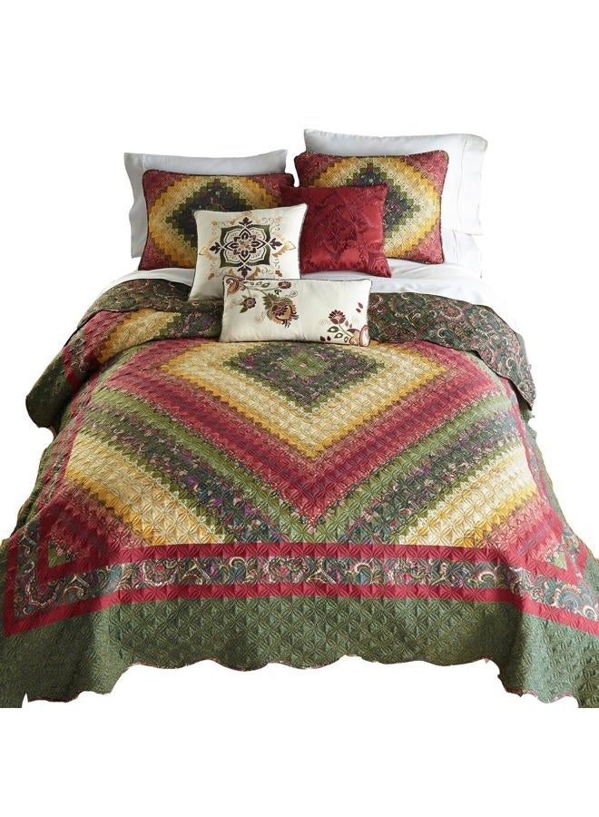 Donna Sharp Full / Queen Bedding Set - 3 Piece - Spice Postage Stamp - Contemporary Quilt Set with Full/Queen Quilt and Two Standard Pillow Shams - Fits Queen Size and Full Size - Machine Washable - Image 2