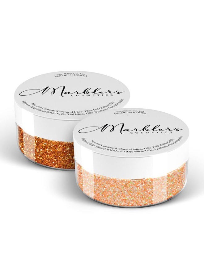 MARBLERS Cosmetic Grade Fine Glitter Duo [Unicorn Orange & Copper] 0.36oz (10g) | Non-Toxic | Vegan | Cruelty-Free | Eyeshadow, Nail Polish, Nail Art | Festival, Rave & Party Makeup | Body & Face  - Image 1