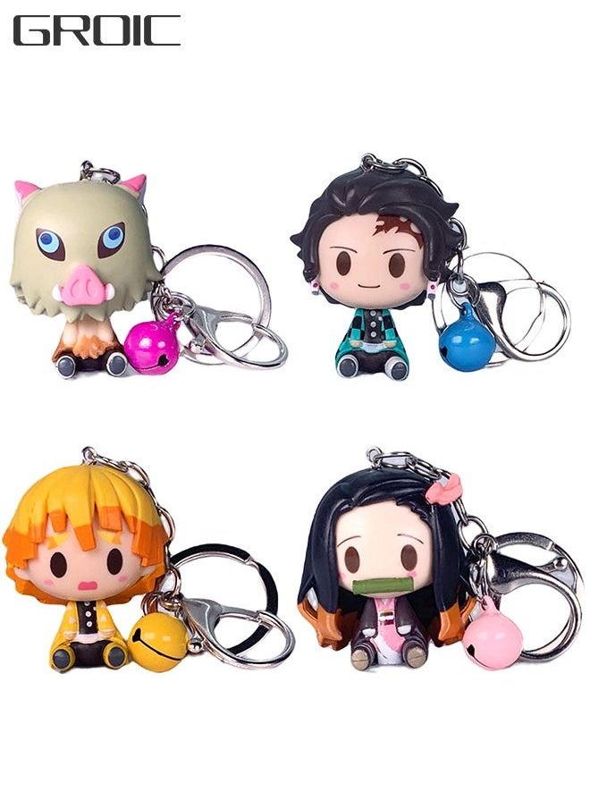 GROIC - 4-Pcs Demon Slayer Figure Mini Figures Keychain, 1.77 Inch Anime Statues Set Upgraded Statues Key Chain Action Anime Movable Doll Toy Collection Decoration Model Statue Animation - Image 1