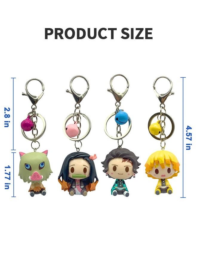 GROIC - 4-Pcs Demon Slayer Figure Mini Figures Keychain, 1.77 Inch Anime Statues Set Upgraded Statues Key Chain Action Anime Movable Doll Toy Collection Decoration Model Statue Animation - Image 1