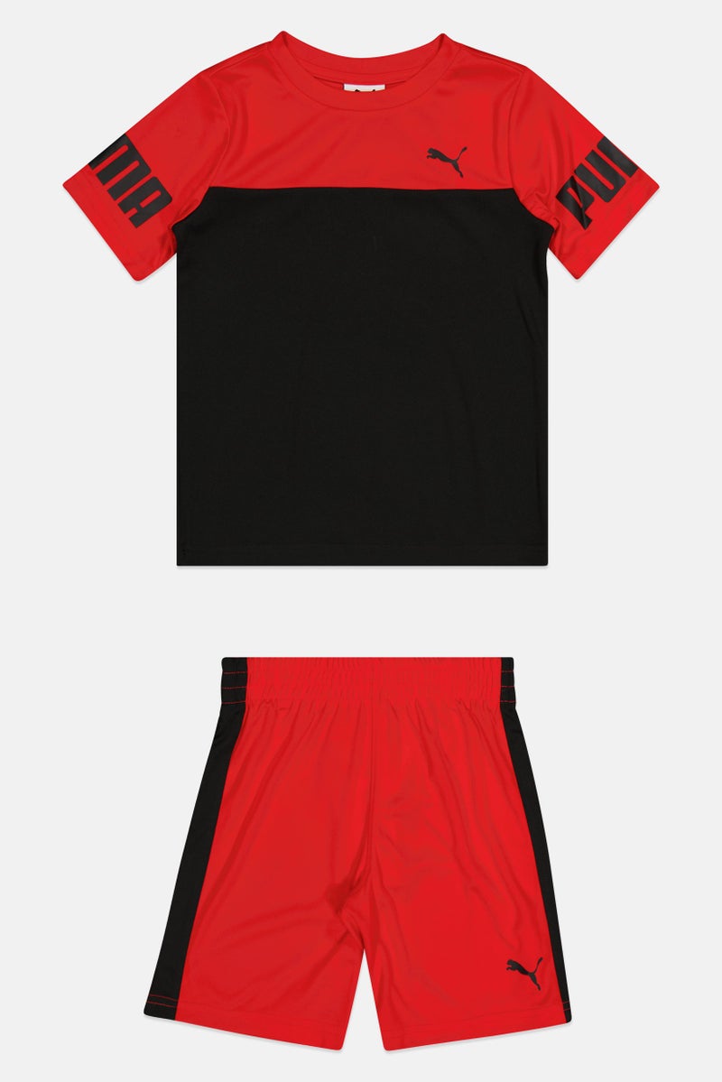 PUMA Toddlers Boy 2 Pieces Brand Logo T-Shirt And Shorts Set, Multicolor - Image 2