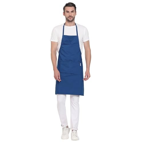 uniformer Apron for Men and Women | Durable & Stylish for Kitchen, Restaurant, Cafes | Ideal for Chefs, Bakers & Home Cooks | Easy to Clean | Unisex Design (Blue_Pack of 1) - Image 1