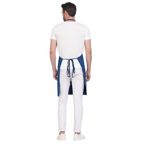uniformer Apron for Men and Women | Durable & Stylish for Kitchen, Restaurant, Cafes | Ideal for Chefs, Bakers & Home Cooks | Easy to Clean | Unisex Design (Blue_Pack of 1) - Image 4