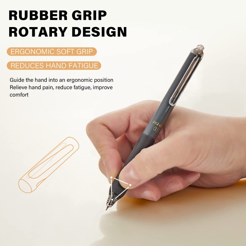 ParKoo Gel Pens Quick Dry Ink Fine Point 0.5mm, Retractable Rolling Ball Black Ink, Click Silent Pens Set for Journaling Notetaking Drawing Sketching Smooth Writing Non Bleed 12pcs - Image 5
