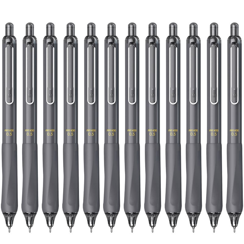 ParKoo Gel Pens Quick Dry Ink Fine Point 0.5mm, Retractable Rolling Ball Black Ink, Click Silent Pens Set for Journaling Notetaking Drawing Sketching Smooth Writing Non Bleed 12pcs - Image 1