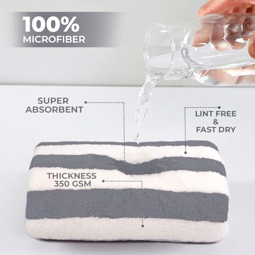 MAXOSHINE Microfiber Towels for Bath Large Size-Super Soft Coral Fleece Bathing Towel with Hook Quick Dry Super Absorbent-Bath Towel for Men and Women-70x140 cm (Brown/Grey, Pack of 2) - Image 2
