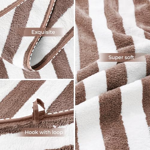 MAXOSHINE Microfiber Towels for Bath Large Size-Super Soft Coral Fleece Bathing Towel with Hook Quick Dry Super Absorbent-Bath Towel for Men and Women-70x140 cm (Brown/Grey, Pack of 2) - Image 3
