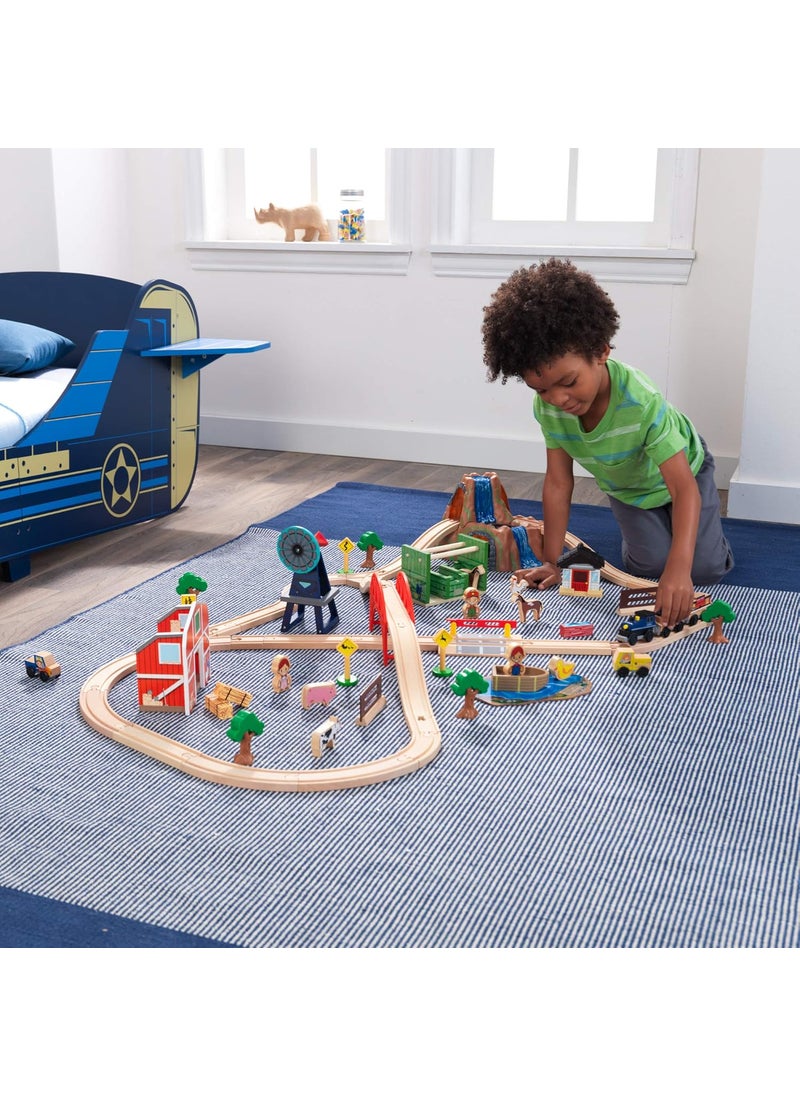 KidKraft KidKraft Wooden Rural Farm Train Set with 75 Pieces Childrens Toy Vehicle Playset Gift for Ages 3  - Image 2