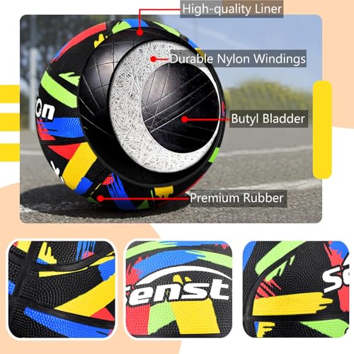 Senston Size 7 Basketball for Indoor & Outdoor Play | All-Weather PU Leather with Dust-Proof Grip | Official Game Ball for Men & Youth | Includes Air Pump & Needle - Image 2