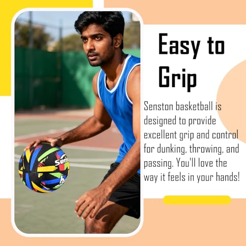 Senston Size 7 Basketball for Indoor & Outdoor Play | All-Weather PU Leather with Dust-Proof Grip | Official Game Ball for Men & Youth | Includes Air Pump & Needle - Image 5
