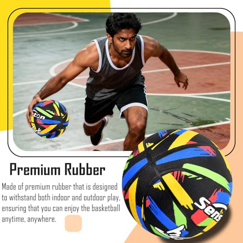 Senston Size 7 Basketball for Indoor & Outdoor Play | All-Weather PU Leather with Dust-Proof Grip | Official Game Ball for Men & Youth | Includes Air Pump & Needle - Image 3
