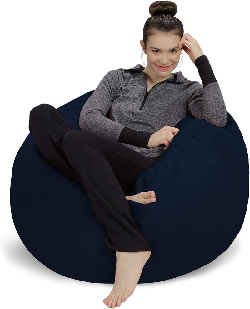 Sofa Sack Bean Bag Chair - Plush, Ultra Soft - Memory Foam Bean Bag Chair with Microsuede Cover - Stuffed Foam Filled Furniture and Accessories for Dorm Room 3 Feet - Navy - Image 1