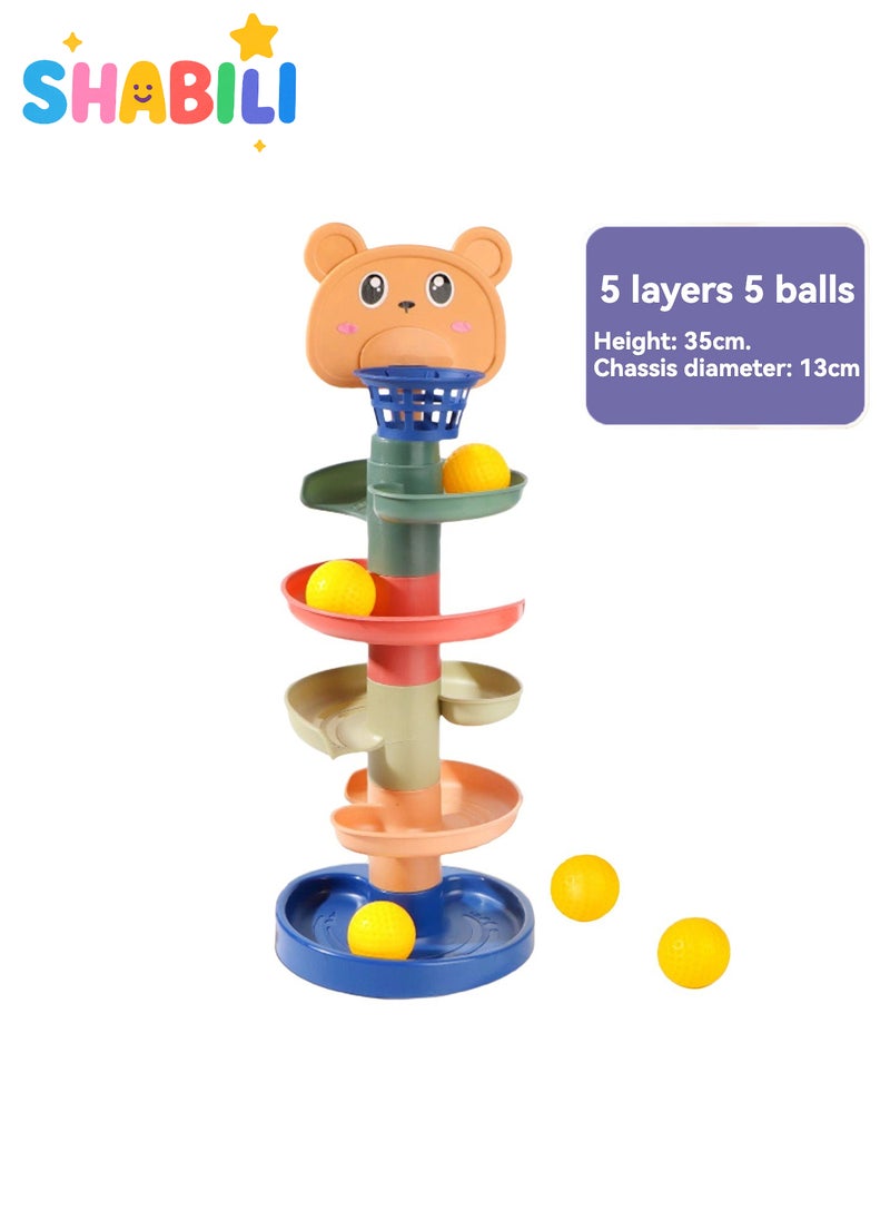 شبيلي لعبة مسار الكرة التعليمية مع حلقات حلزونية ملونة وسلة كرة مصنوعة من ABS للأطفال والرضع داخل المنزل - Image 1