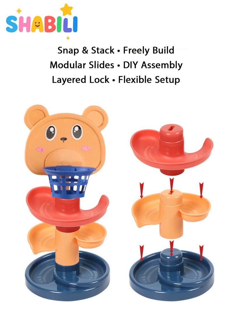 شبيلي لعبة مسار الكرة التعليمية مع حلقات حلزونية ملونة وسلة كرة مصنوعة من ABS للأطفال والرضع داخل المنزل - Image 5