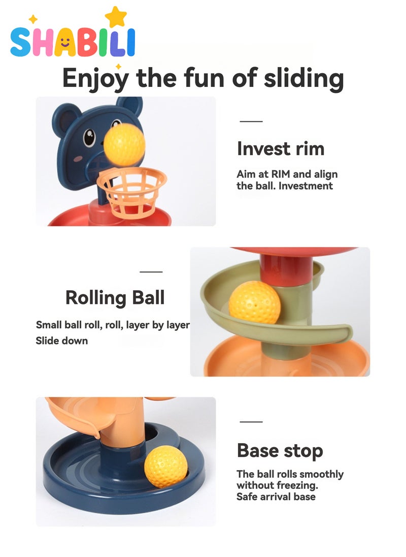 شبيلي لعبة مسار الكرة التعليمية مع حلقات حلزونية ملونة وسلة كرة مصنوعة من ABS للأطفال والرضع داخل المنزل - Image 4