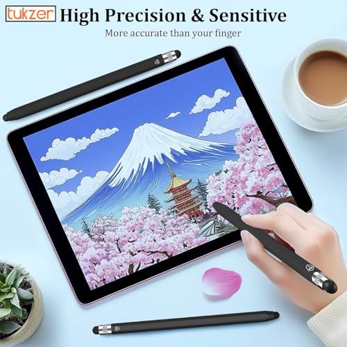 Tukzer 2in1 Tablet Stylus Pen with Soft Rubber Tip,Magnetic Aluminum Body,High Sensitivity & Precision Universal Capacitive Touchscreen Pen for iOS, Android,Smartphone,iPad,Pro,Air,iPhone-Carbon Black - Image 5