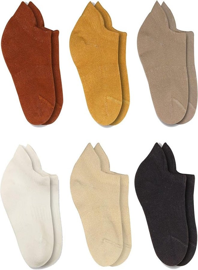 YANWENX Baby Ankle Socks 6 Pairs | Newborn Infant Toddlers Socks Seamless Cotton | Kids Boys Girls Ankle Socks_Brown_6-12 Months - Image 1