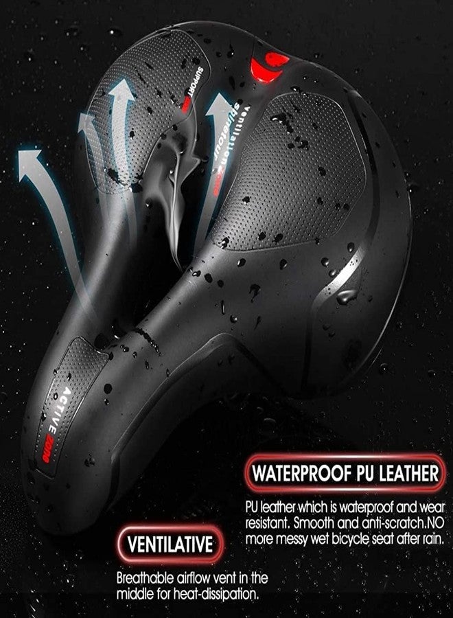 Linist مقعد دراجة Linist مزود بشريط أمان عاكس أحمر - مقعد دراجة عالمي من إسفنج الذاكرة - سرج دراجة مقاوم للماء، يسمح بمرور الهواء، ويمتص الصدمات، مناسب للدراجات الجبلية، ودراجات الطرق، ودراجات الأطفال - Image 2